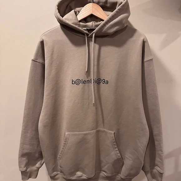 Balenciaga Khaki / Brown Mailbox Letter Logo Pullover Hoodie